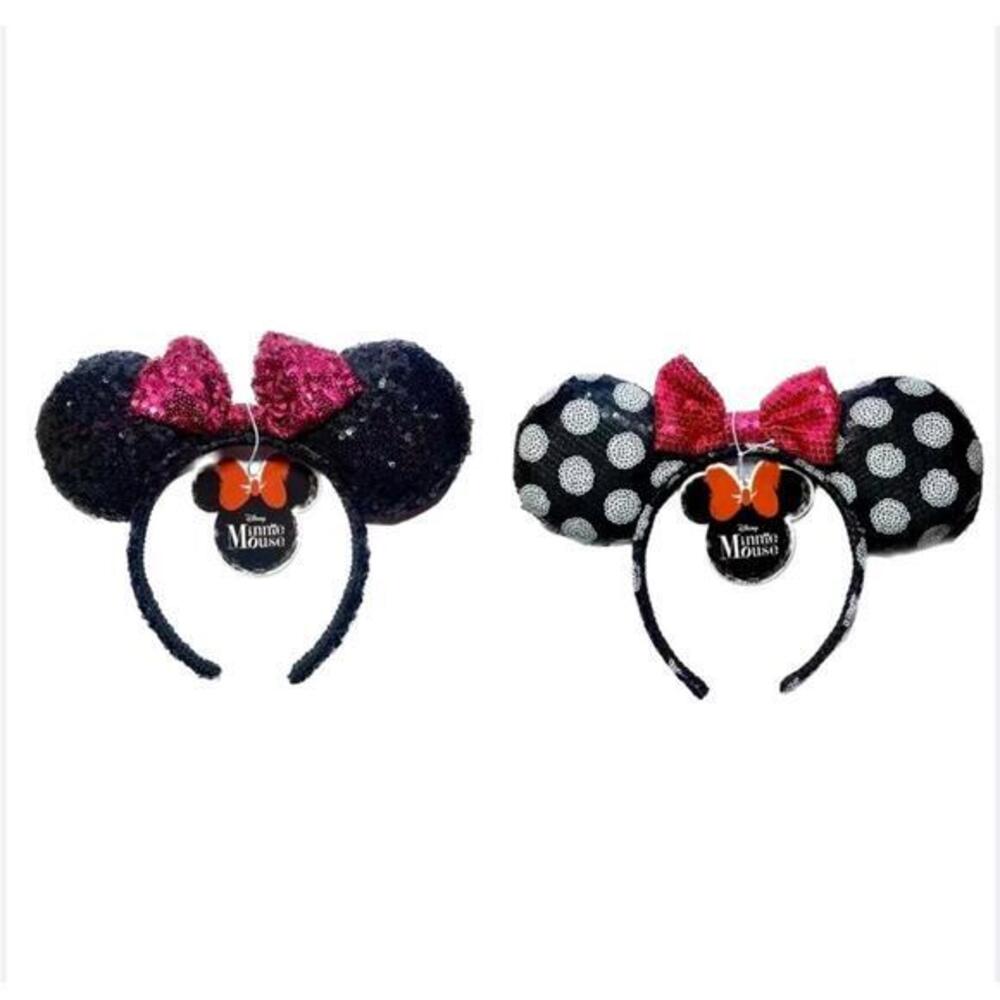 Disney Minnie Mouse Ears Headband SET OF 2, Classic Sequins Polka Dots for Parks